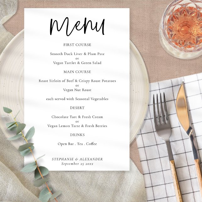 Budget Elegant Script Any Color  Wedding Menu (Creator Uploaded)
