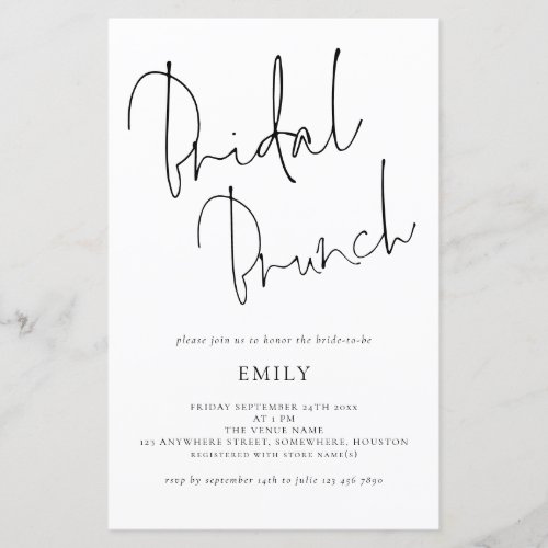 Budget Elegant Script Bridal Shower Brunch Invite