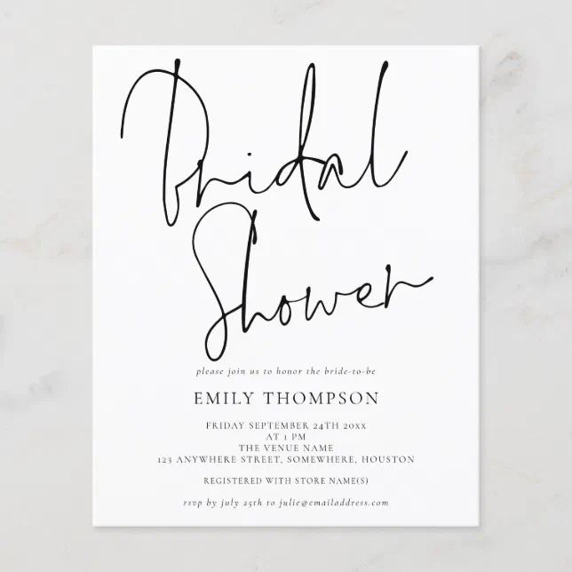 Budget Elegant Script Bridal Shower Invitation Zazzle