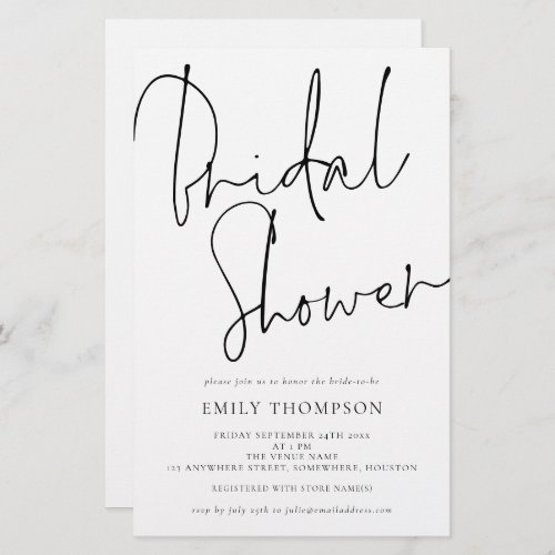 Budget Elegant Script Bridal Shower Larger Invite