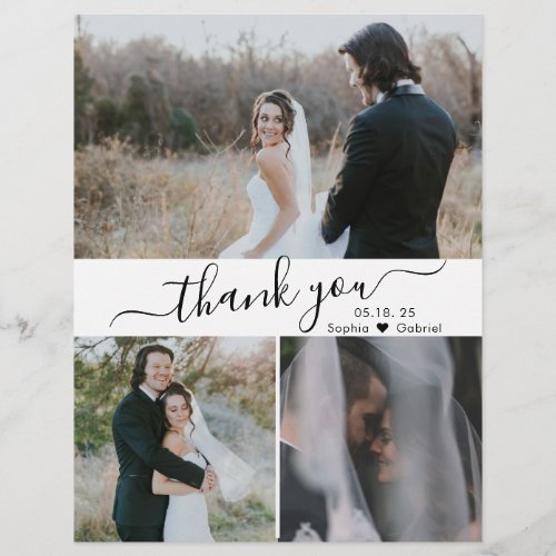 Budget Elegant Script Collage Wedding Thank You  Flyer