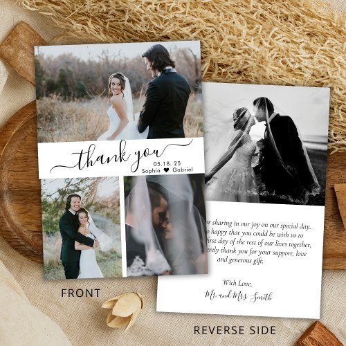 Budget Elegant Script Collage Wedding Thank You Flyer