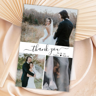 Budget Elegant Script Collage Wedding Thank You Flyer
