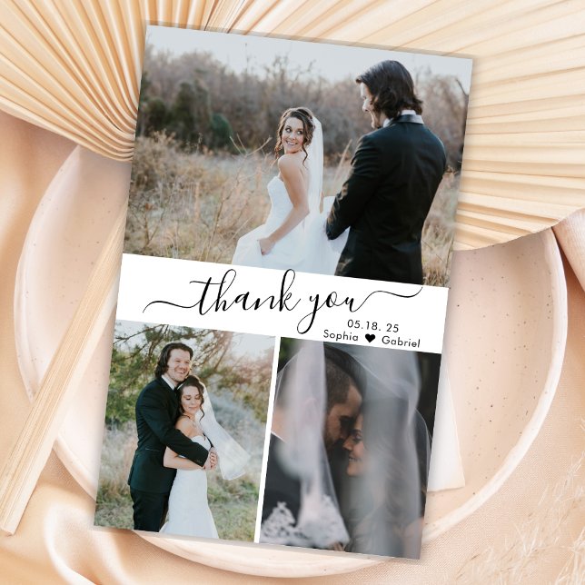 Budget Elegant Script Collage Wedding Thank You  Flyer (Creator Uploaded)