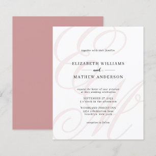 Budget Elegant Script Dusty Pink Monogram Wedding