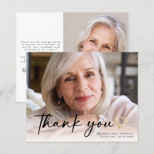 BUDGET Elegant Script Funeral Photo Thank You Card