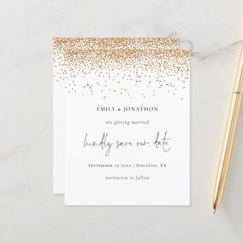 Budget Elegant Script Gold Glitter Save The Date