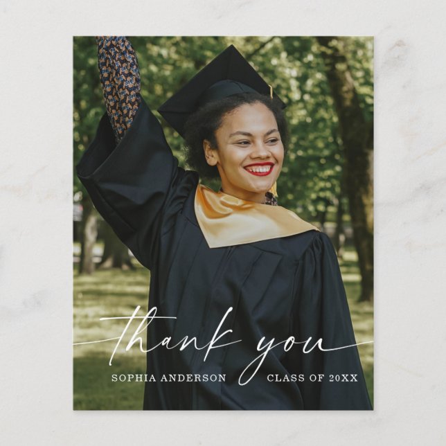 Budget Elegant Script Graduation Thank You Cards Flyer (Front)