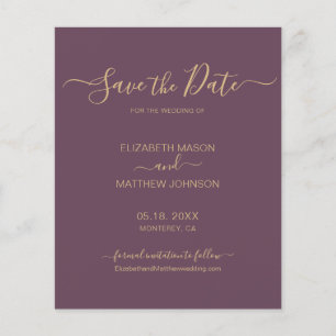 Budget Elegant Script Mauve Save The Date Flyer