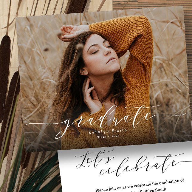BUDGET Elegant Script Minimalist GRAD Invitation (Creator Uploaded)