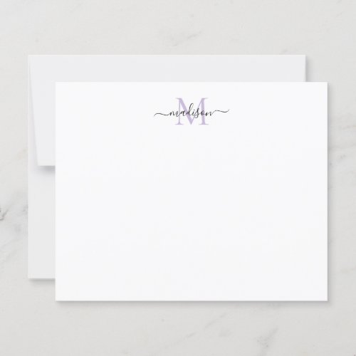 Budget Elegant Script Monogram Purple Notecard