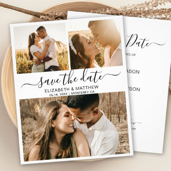Budget Elegant Script Photo Collage Save The Date  Flyer by LilyPaperDesign at Zazzle