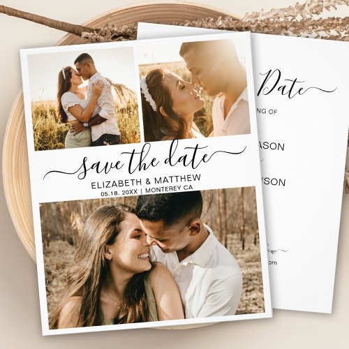 Budget Elegant Script Photo Collage Save The Date  Flyer