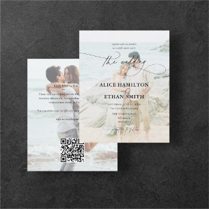 Budget Elegant Script Photo QR Code Wedding Flyer