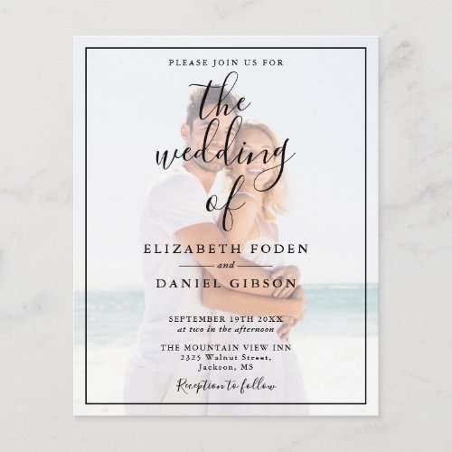 Budget Elegant Script Photo Wedding Invitation