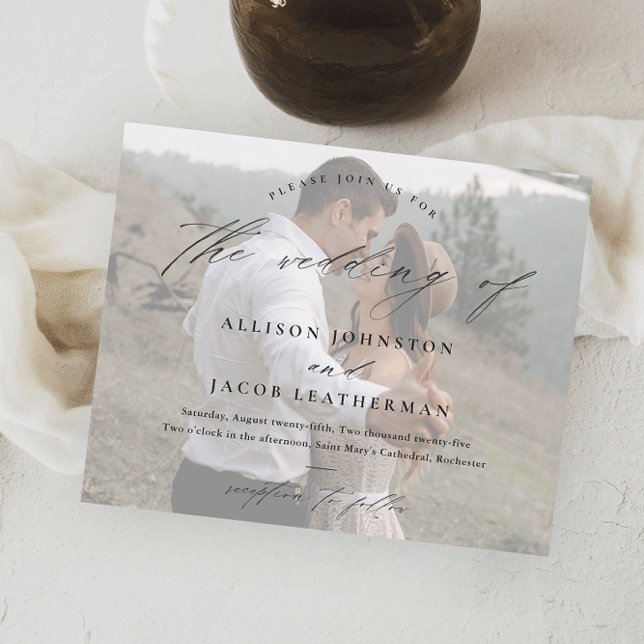 Budget Elegant Script Photo Wedding Invitation (Creator Uploaded)