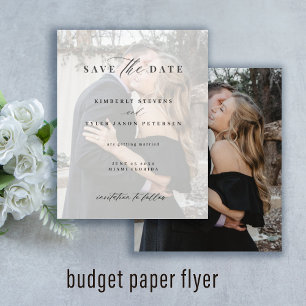 Budget elegant script photo wedding save the date flyer