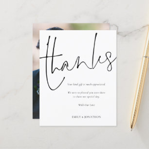 Budget Elegant Script Photo Wedding Thank You