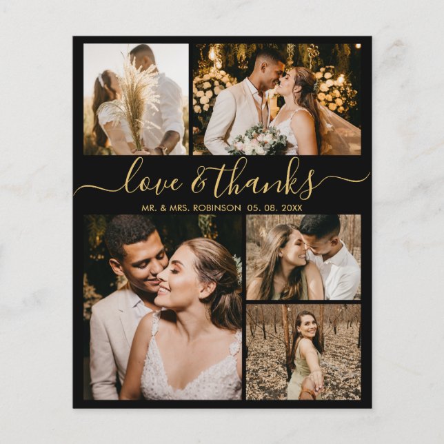 Budget Elegant Script Photo Wedding Thank You Flyer (Front)