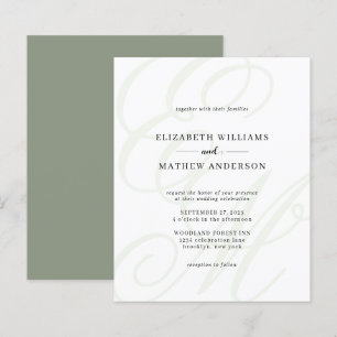 Budget Elegant Script Sage Green Monogram Wedding