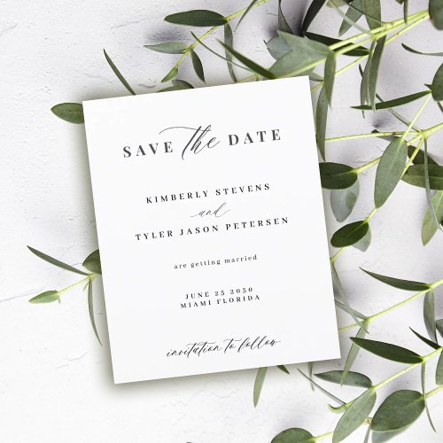 Budget elegant script simple wedding save the date