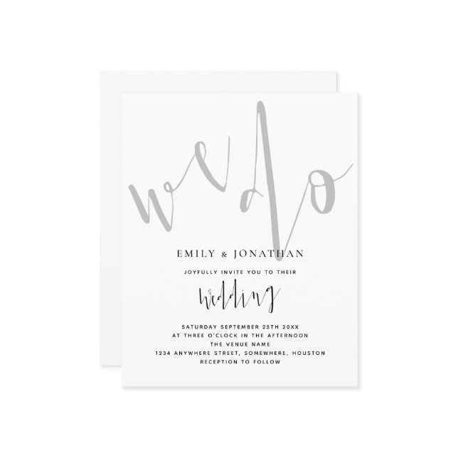 Budget Elegant Script We Do Wedding Invitation (Front/Back In Situ)