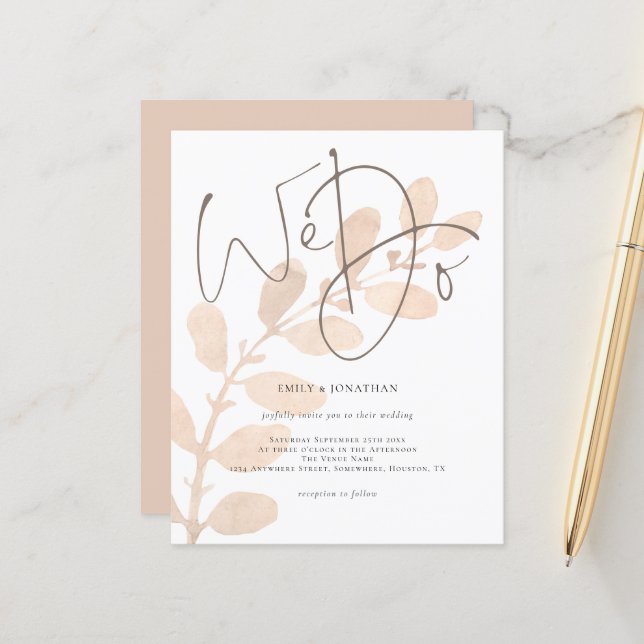 Budget Elegant Script We Do Wedding Invitation (Front/Back In Situ)