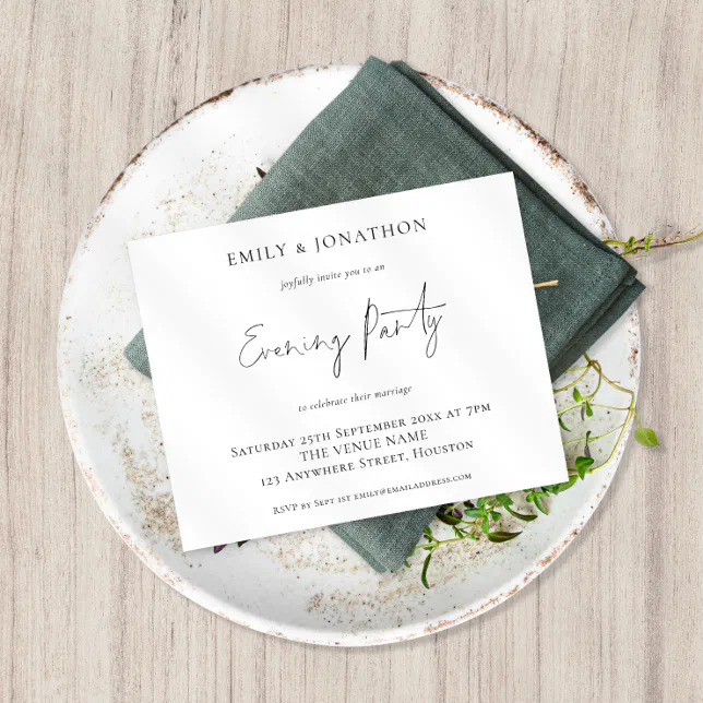 Budget Elegant Script Wedding Evening Party Invite | Zazzle
