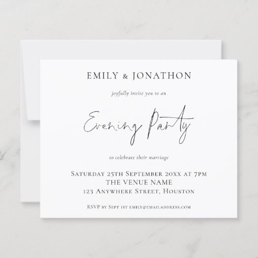 Budget Elegant Script Wedding Evening Party Invite | Zazzle
