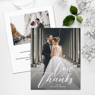 Budget Elegant Script Wedding Photo Thank You Card