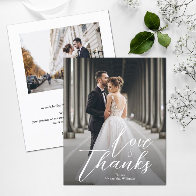 Budget Elegant Script Wedding Photo Thank You Card (Creator Uploaded)
