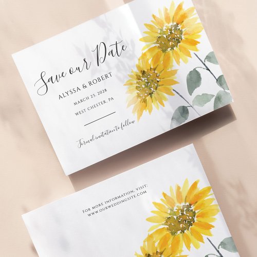 Budget Elegant Sunflower Botanical Save The Date