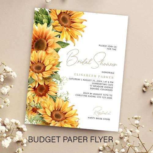 Budget elegant sunflower bridal shower invitation flyer