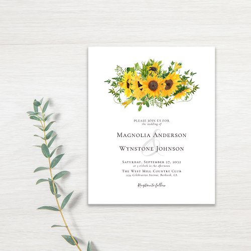 Budget Elegant Sunflower Wedding Invitation