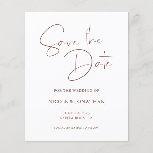 Budget Elegant Terracotta Script Save the Date