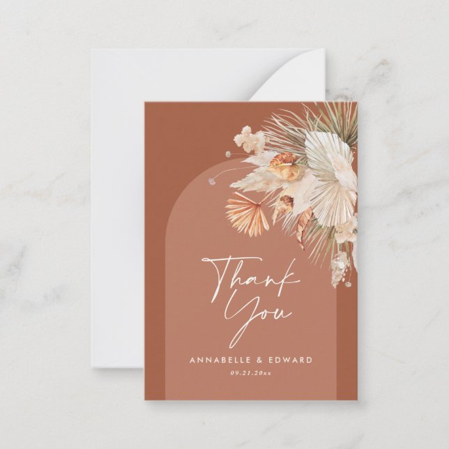 budget elegant terracotta wedding thank you note card (Front)