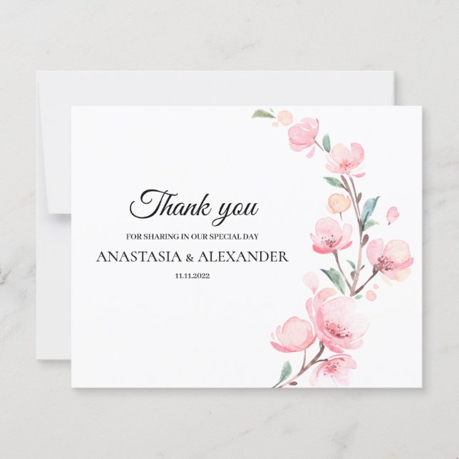 Budget Elegant Thank You Card. (Front)