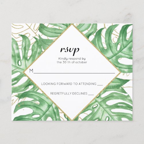 Budget Elegant Tropical Wedding RSVP Card Flyer