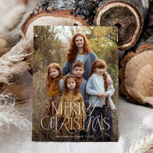 Budget Elegant Type Full Photo Merry Christmas Holiday Card