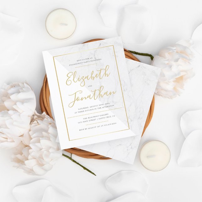 Budget Elegant Typography Marble Engagement Party (Creator Uploaded)