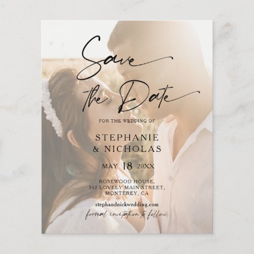 Budget Elegant Typography Photo Save The Date Flyer