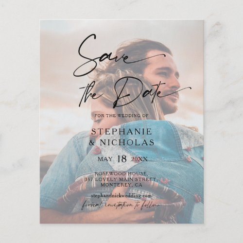 Budget Elegant Typography Photo Save The Date Flyer