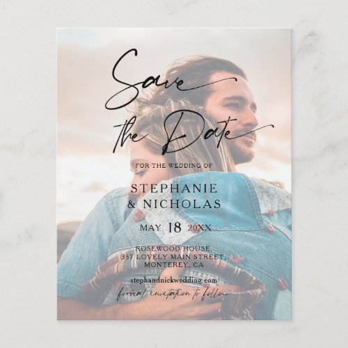 Budget Elegant Typography Photo Save The Date Flyer