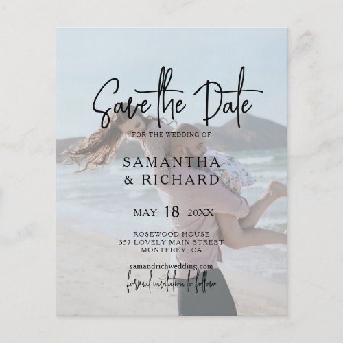 Budget Elegant Typography Photo Save The Date Flyer