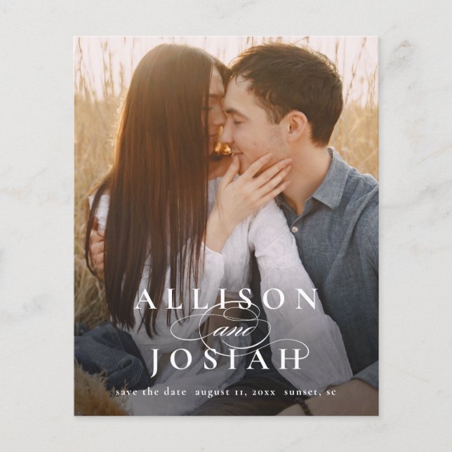 Budget Elegant Typography Photo Wedding Save The  (Front)