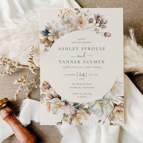 Budget Elegant Vintage Floral Botanical Wedding Invitation