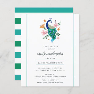 Budget Elegant Watercolor Peacock Baby Shower