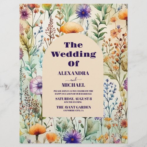 Budget Elegant Watercolor  Wildflowers Wedding Flyer