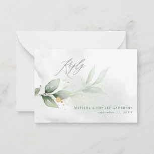  budget elegant wedding eucalyptus botanical RSVP  Note Card