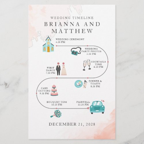 Budget Elegant Wedding Icons Itinerary Program Stationery